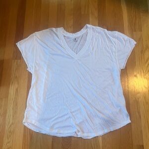 Free People Movement White V Neck Short Sleeve Tshirt